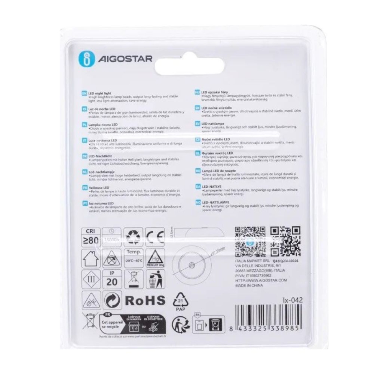 Νυχτερινό LED Φωτάκι Aigostar 6500K με 3xAAA Μπαταρίες – 75lm