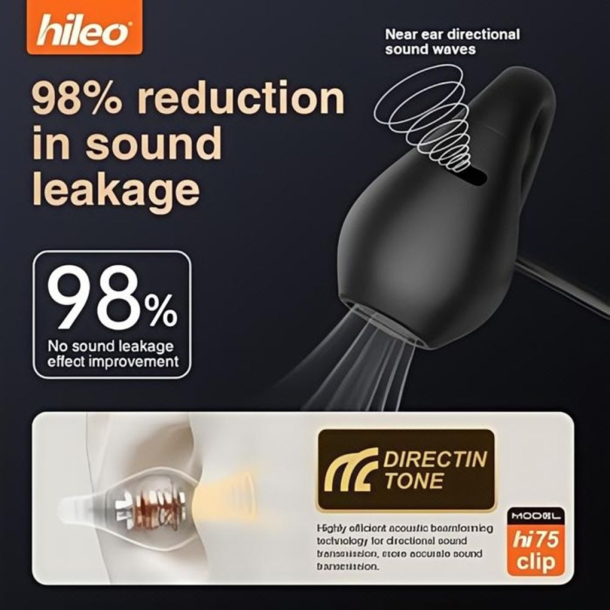 Open-ear Bluetooth Handsfree Ακουστικά με Αντοχή στον Ιδρώτα Hileo Hi75 – Μαύρα