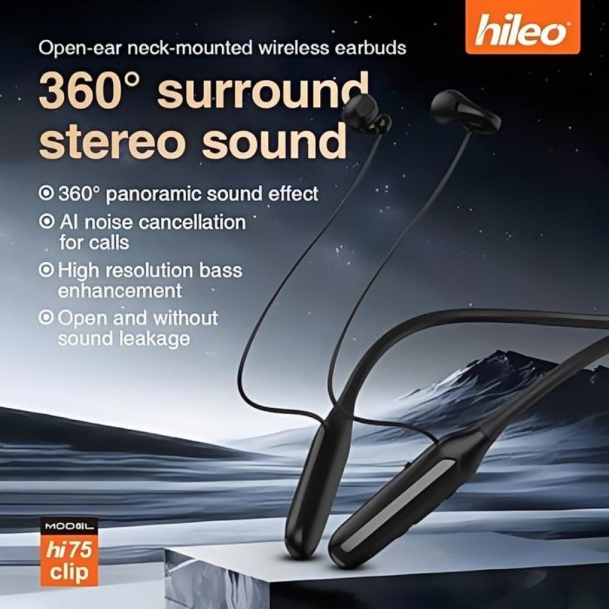 Open-ear Bluetooth Handsfree Ακουστικά με Αντοχή στον Ιδρώτα Hileo Hi75 – Μαύρα