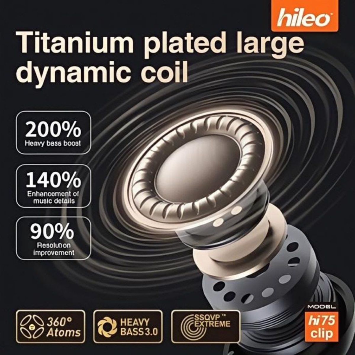 Open-ear Bluetooth Handsfree Ακουστικά με Αντοχή στον Ιδρώτα Hileo Hi75 – Μαύρα