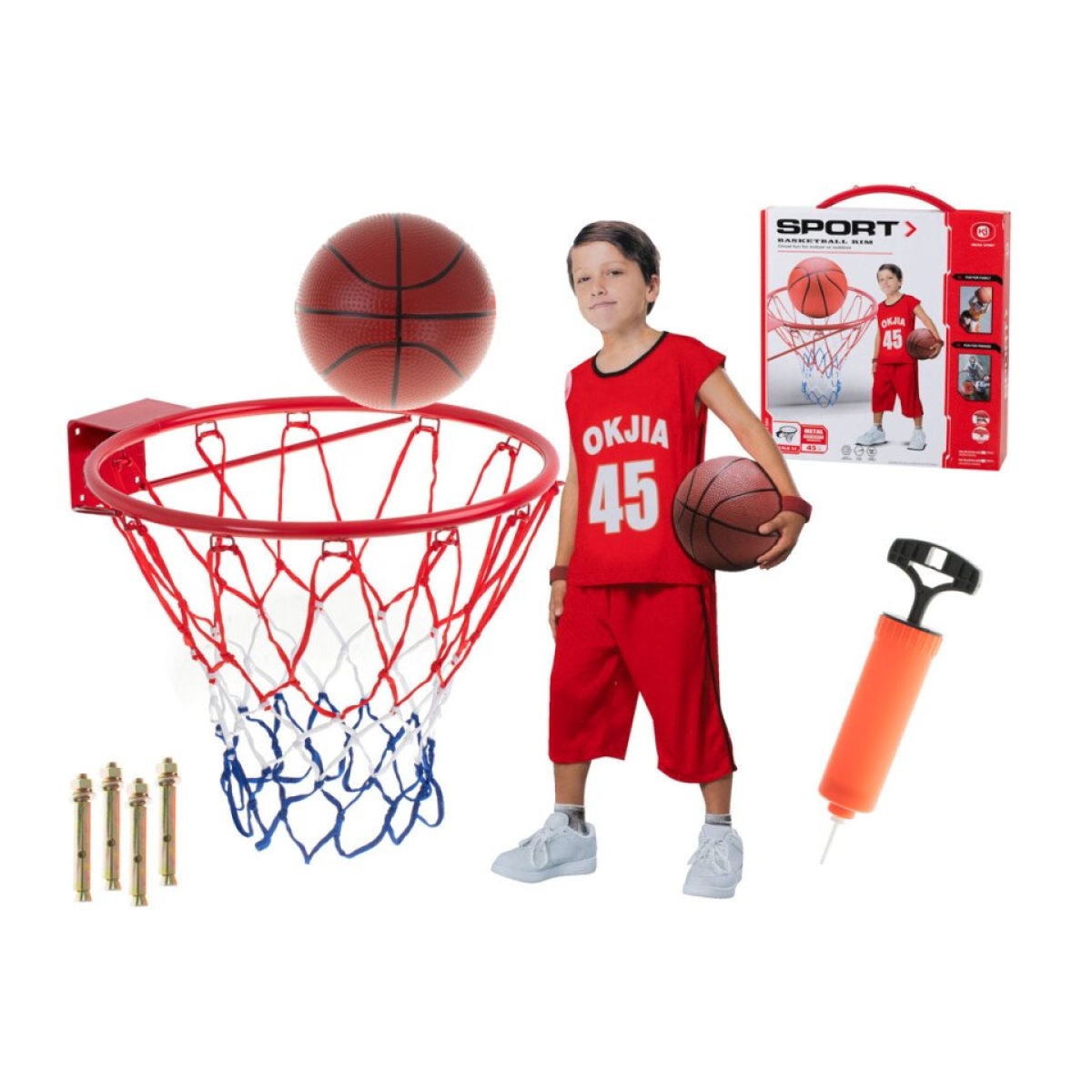 Παιδικό Σετ Μπασκέτα, Μπάλα Και Τρόμπα Sport OKJ9102-32A