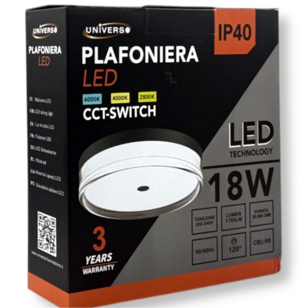Πλαφονιέρα Οροφής LED 18W CCT-Switch 230mm Universo BL230-N3C