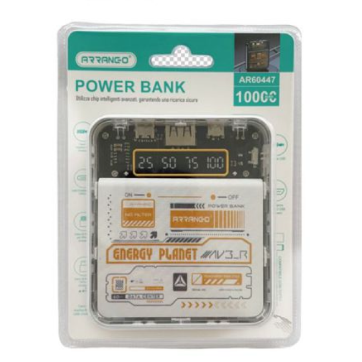 Power Bank 10000mAh Με 4 Ενσωματωμένα Καλώδια Arrango AR60447