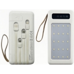 Power Bank 12000mAh Με Φως LED Και 4 Ενσωματωμένα Καλώδια Arrango AR48101