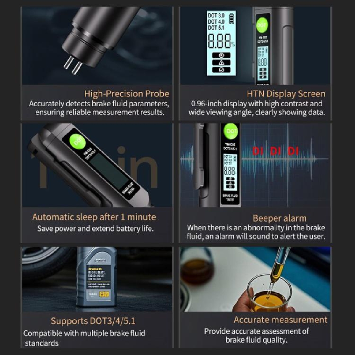 Ψηφιακός Μετρητής Υγρού Φρένων Αυτοκινήτου με Οθόνη YM-C03 Μαύρο - Image 4