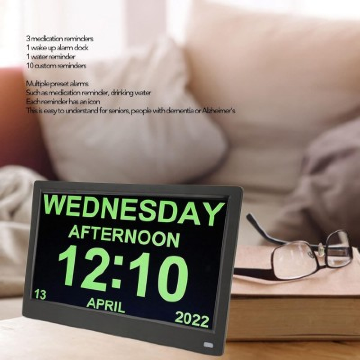 Ρολόι Ξυπνητήρι Ψηφιακό Ημερολόγιο 7’’ με Υπενθυμίσεις και Τηλεχειριστήριο - Μαύρο - Image 4