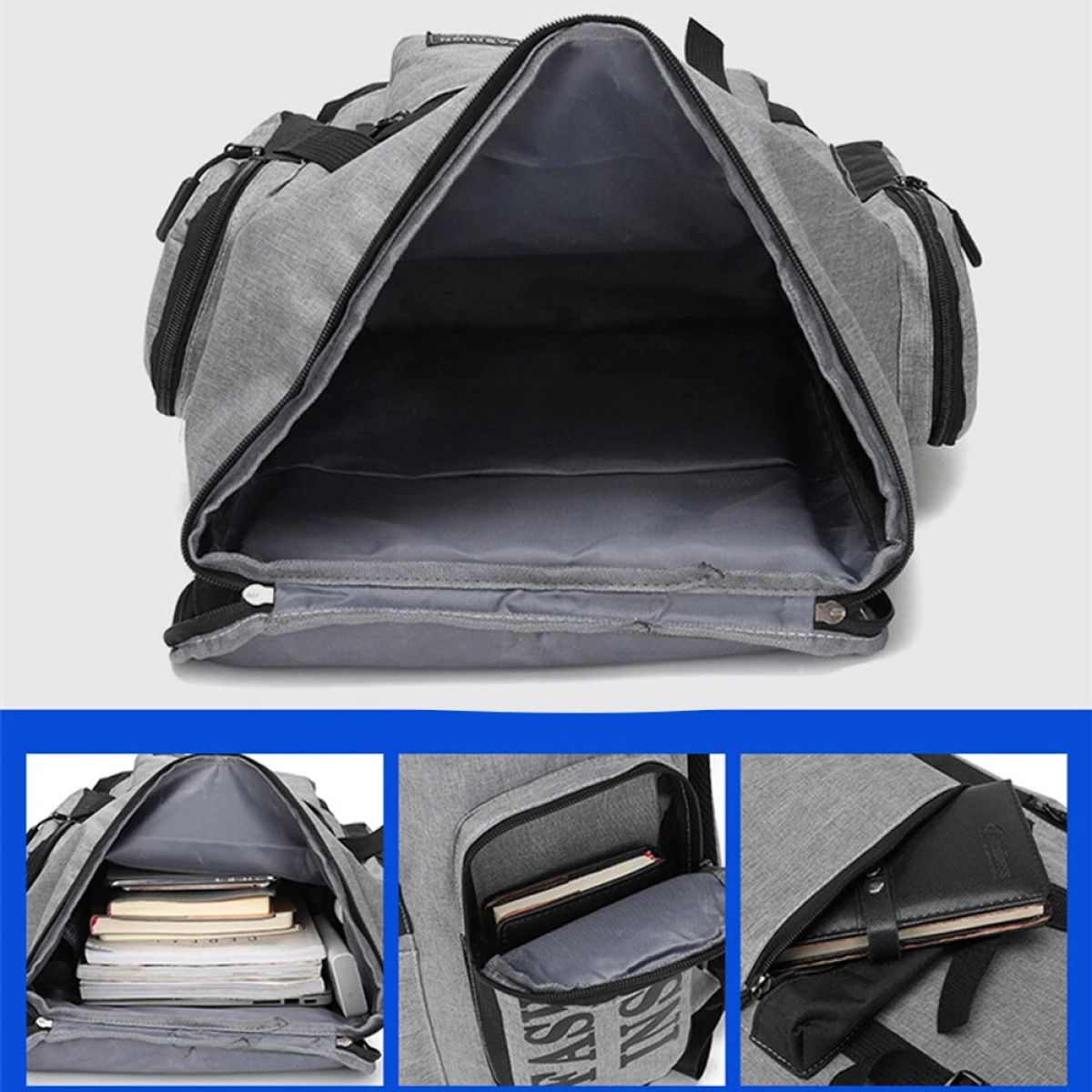 Σακίδιο Πλάτης 31×17×49cm FASHION Γκρι/Μαύρο SDS-28514 - Image 4
