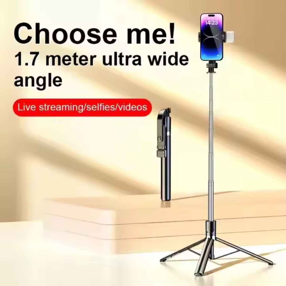 Selfie Stick Τρίποδο Κινητού με Bluetooth Μαύρο R1-L