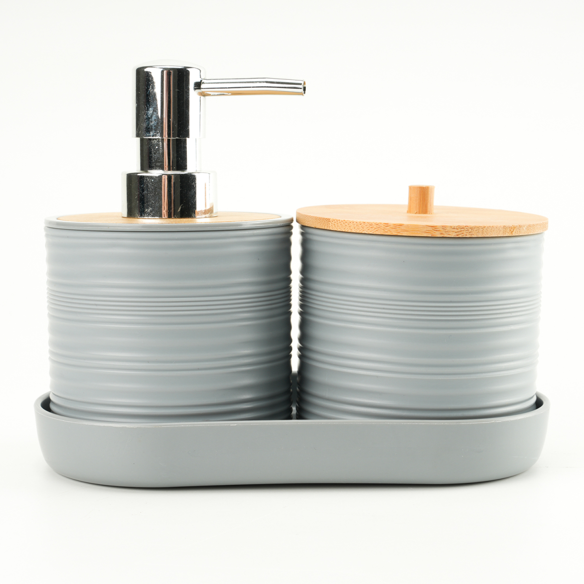 Σετ Αξεσουάρ Μπάνιου 8 Τεμαχίων Από Πλαστικό & Μπαμπού 34231