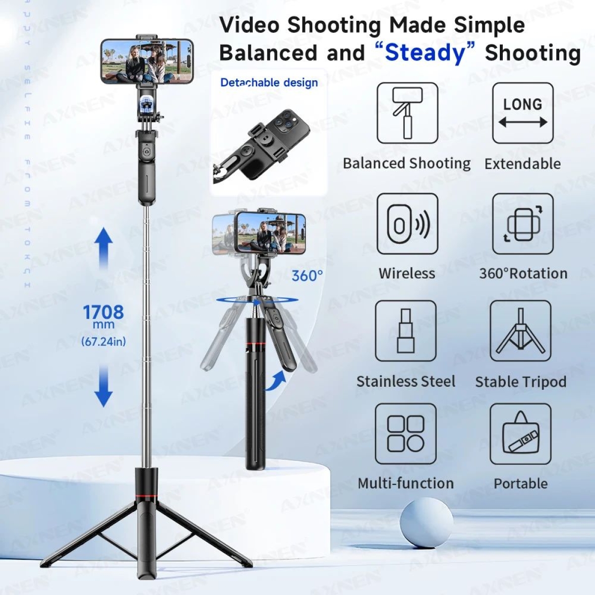 Τρίποδο Selfie Stick Bluetooth F16 για Κινητά – Μαύρο