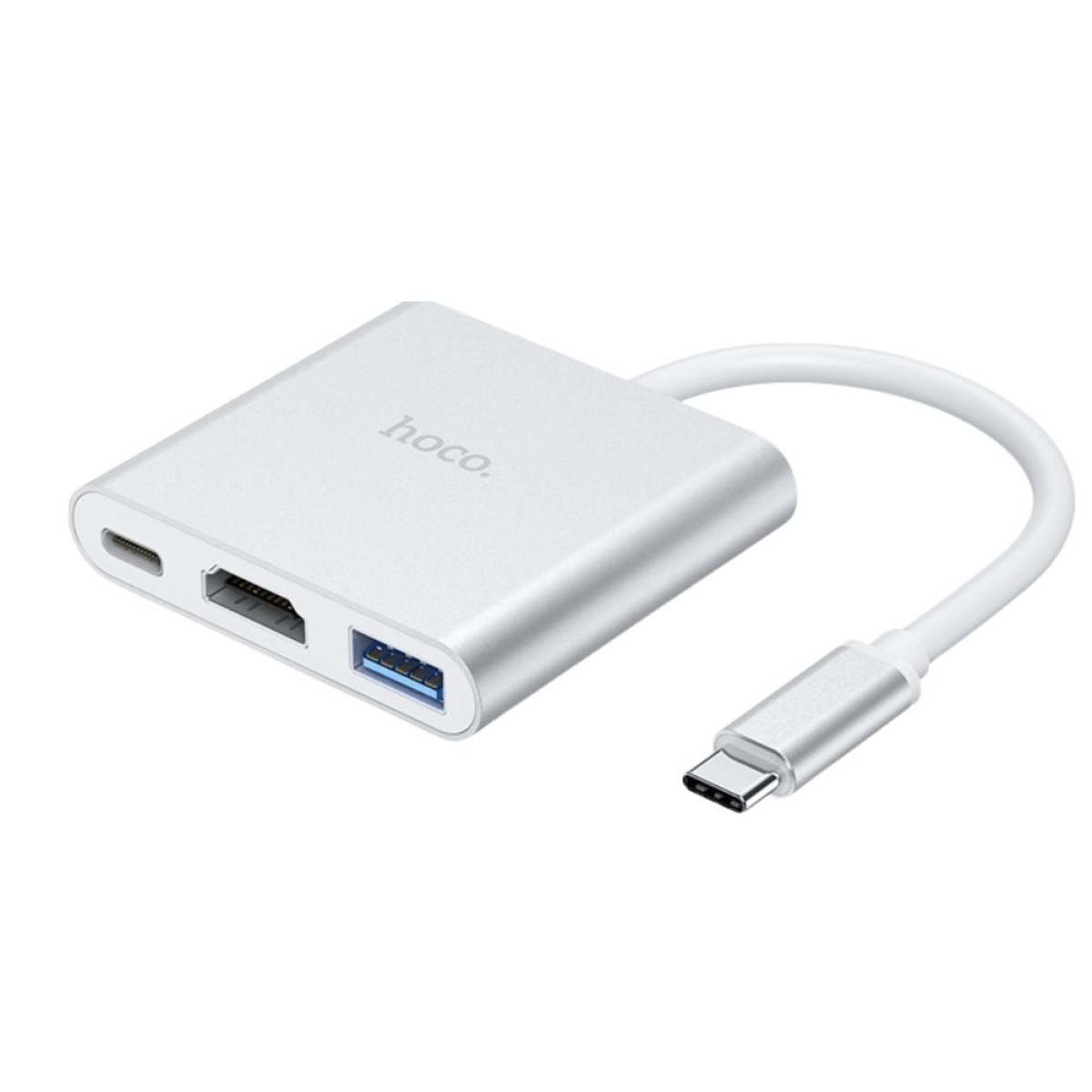 USB Hub με 3 Θύρες USB 3.0 - Type C PD και HDMI με βύσμα USB Type C Hoco HB14 Ασημί