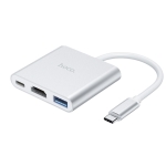 USB Hub με 3 Θύρες USB 3.0 - Type C PD και HDMI με βύσμα USB Type C Hoco HB14 Ασημί