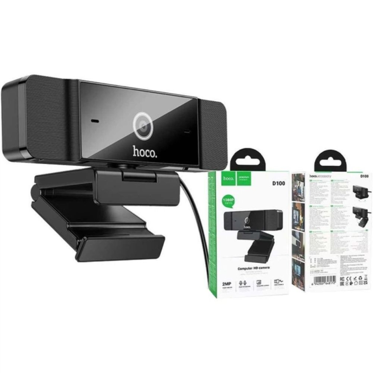 USB Webcam Hoco D100 1080p 30Fps Dual Microphone Μαύρη 1.5m