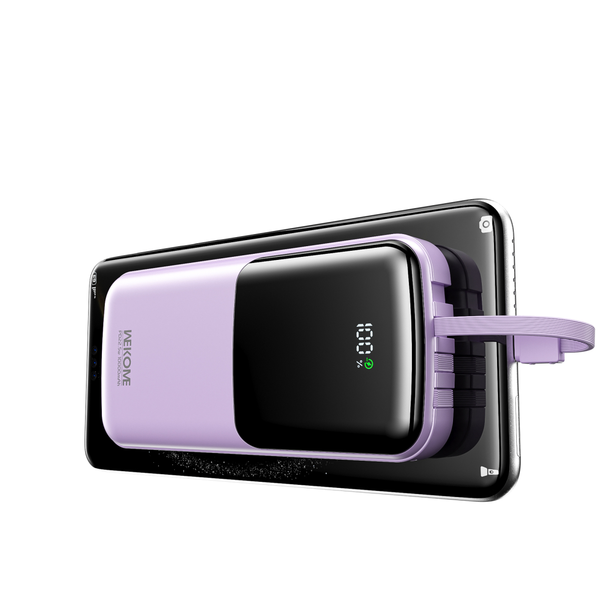 Power Bank 10000mAh PD 22,5W WK WP-65 2 Θέσεων, με καλώδιο USB-C/Lightning/Micro/USB Μωβ - Image 3