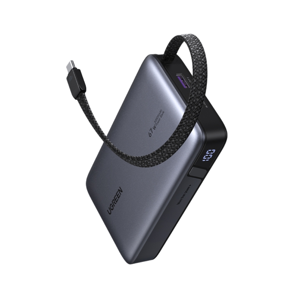 Power Bank 20000mAh PD 67W UGREEN PB550 55996B 2 Θέσεων, με καλώδιο USB-C Γκρι - Image 3
