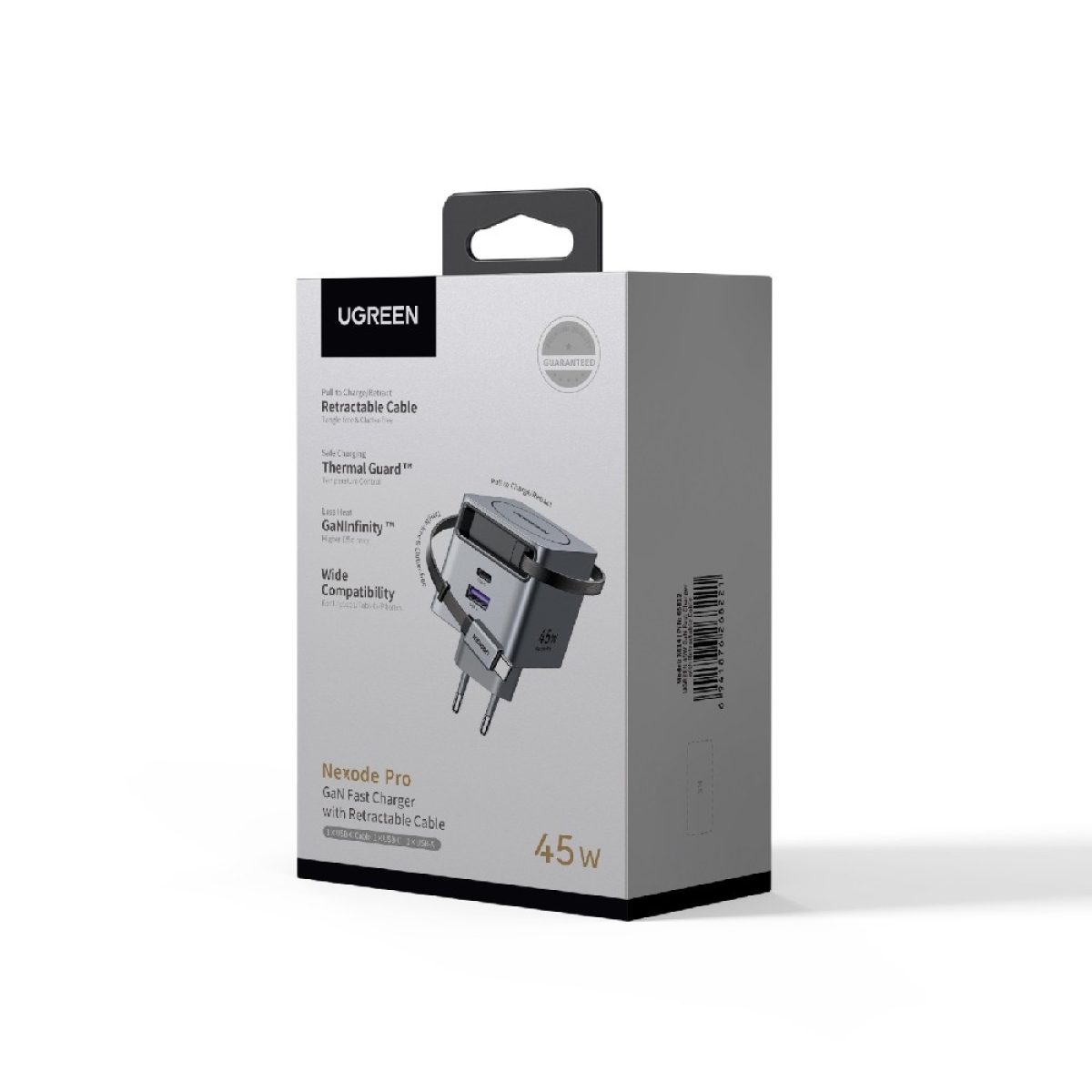 Φορτιστής Σπιτιού GaN PD 45W UGREEN X614 65822 2 Θέσεων, με καλώδιο USB-C 45W Γκρι - Image 3