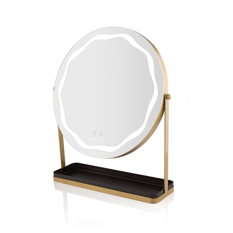 Beautifly Round Led Vanity Καθρέφτης Μακιγιάζ Με Φωτισμό Led Χρυσός