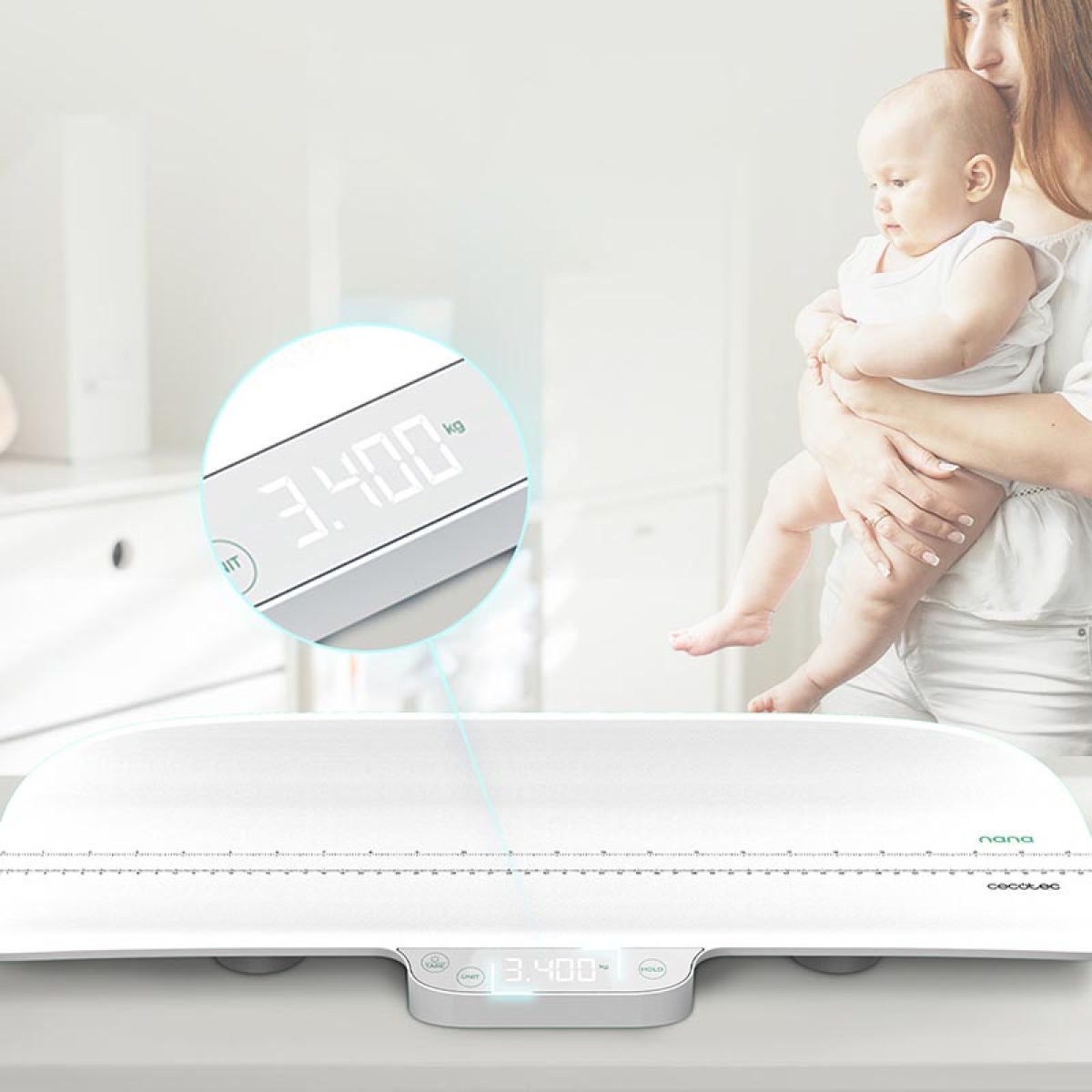 Cecotec Nana BabyCare Smart Weight 01902 Ψηφιακή Ζυγαριά Βρέφους Λευκή - Image 4