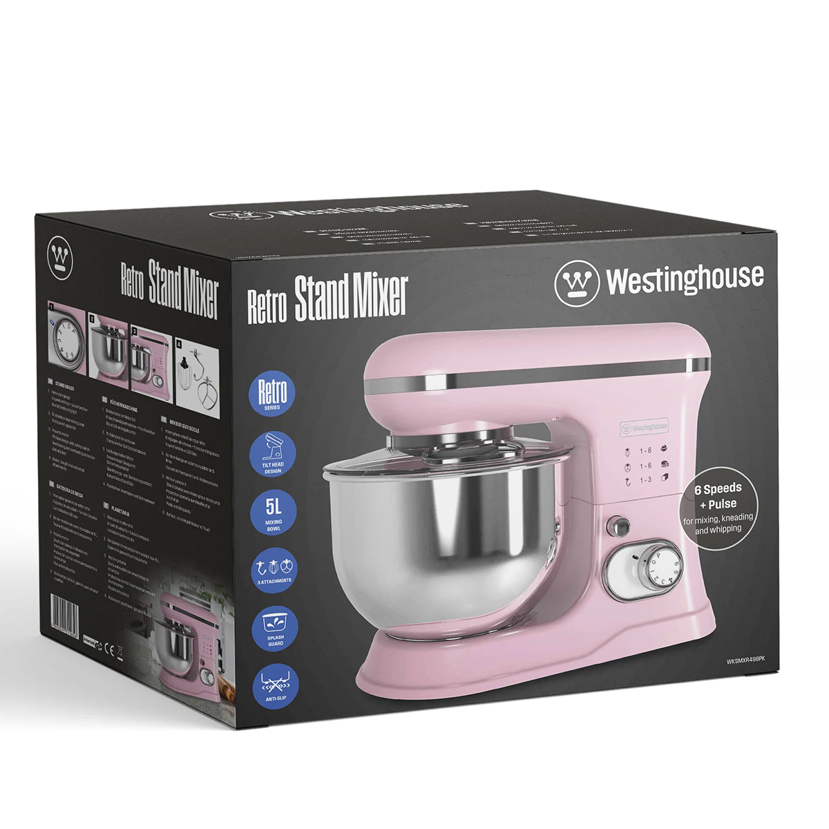 Westinghouse WKSMXR498PK Επιτραπέζιο Μίξερ Κουζίνας Ροζ - Image 2
