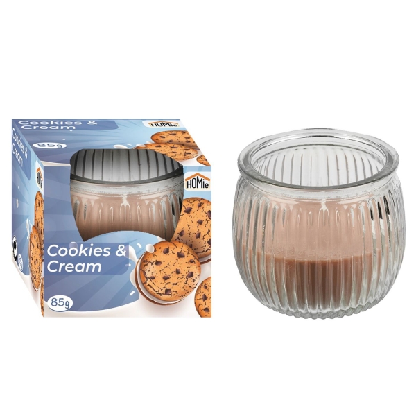 Κερί Cookies and Cream σε Βάζο 21h 85gr Net, 7x6,5cm Homie 57467 - 1 τμχ