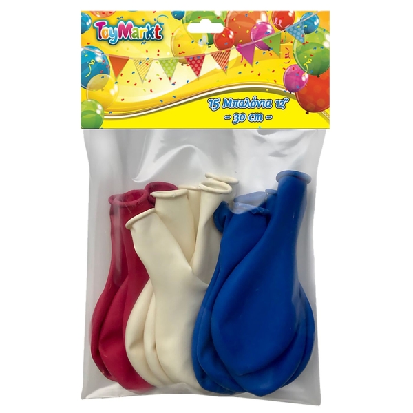 15 Μπαλόνια 12" Μπλε-Κοκ-Λευκά 30cm ToyMarkt 91105 - 1 τμχ