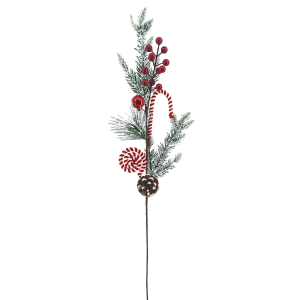 Κλαδί με Γλειφιτζούρι, Κουκουνάρι, γκι 70cm Xmasfest 1133895 - 1 τμχ
