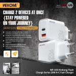 Αντάπτορας Φόρτισης με 2 Θύρες Type-C και USB 20W Wekome WP-U60 Λευκό - Image 3