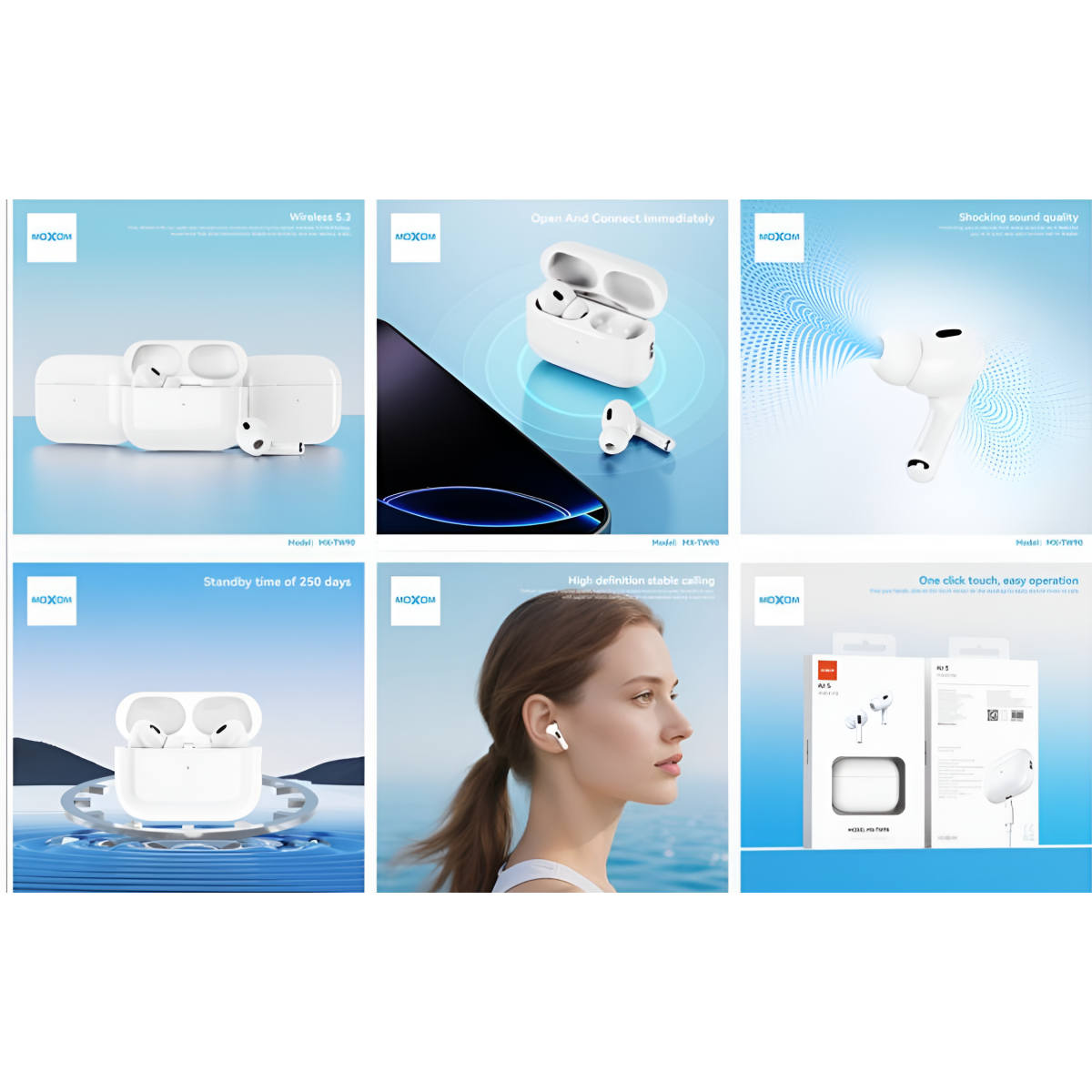Ασύρματα Ακουστικά In-Ear Bluetooth με Θήκη Φόρτισης Moxom MX-TW90 Air5