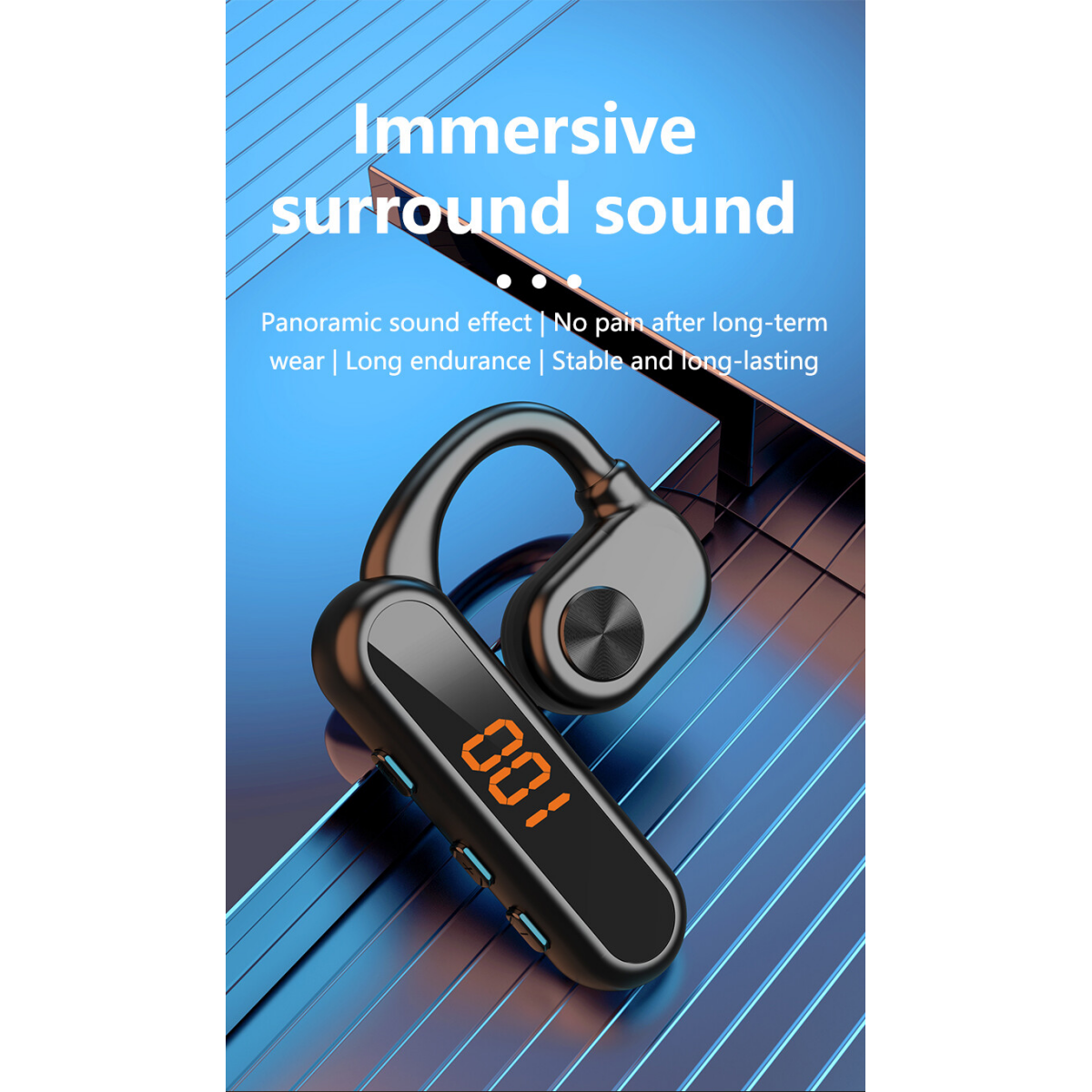 Ασύρματο Ακουστικό Bluetooth Wireless Headset V39 - Μαύρο - Image 3