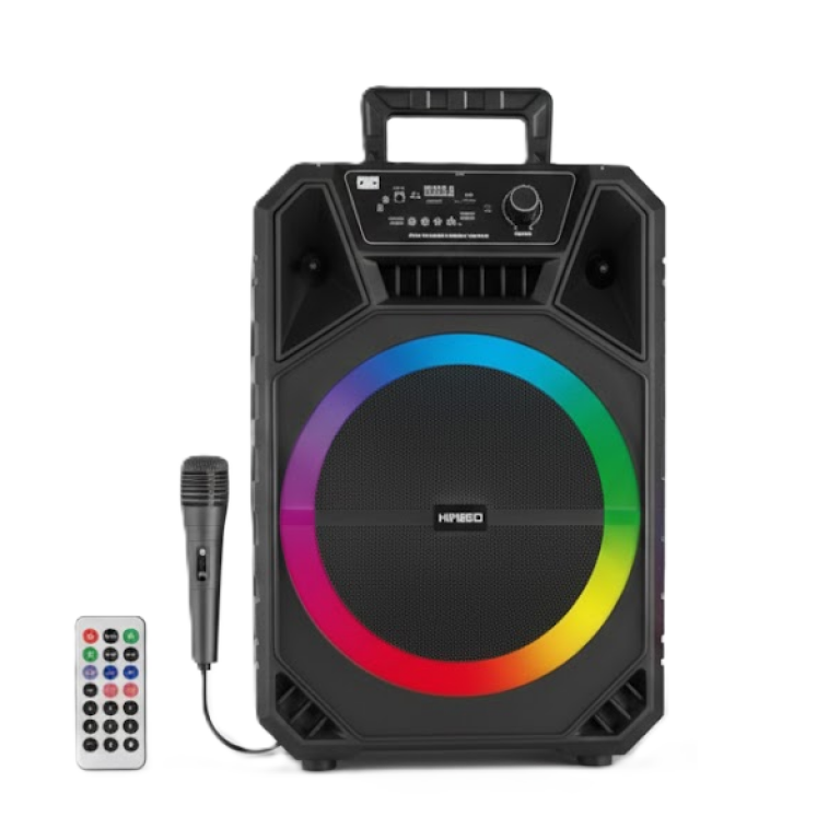 Ασύρματο Ηχείο Bluetooth με Φωτισμό LED RGB και Ενσύρματο Μικρόφωνο QS-1231B Μαύρο