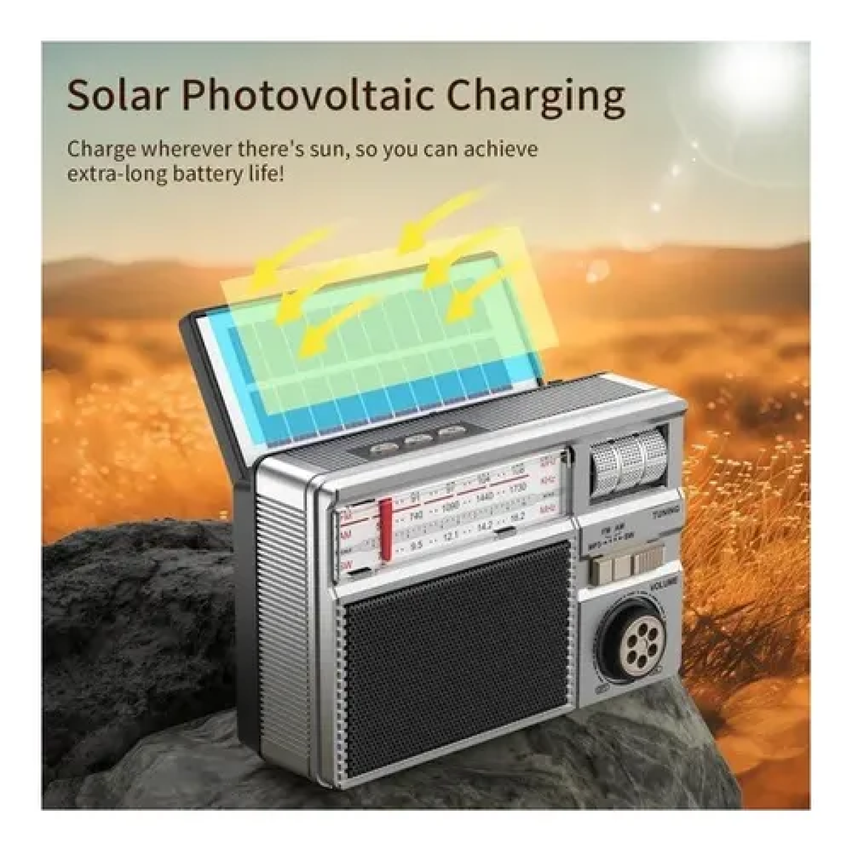 Ασύρματο Ηλιακό Ραδιόφωνο Bluetooth USB MK-391S Γκρι - Image 3