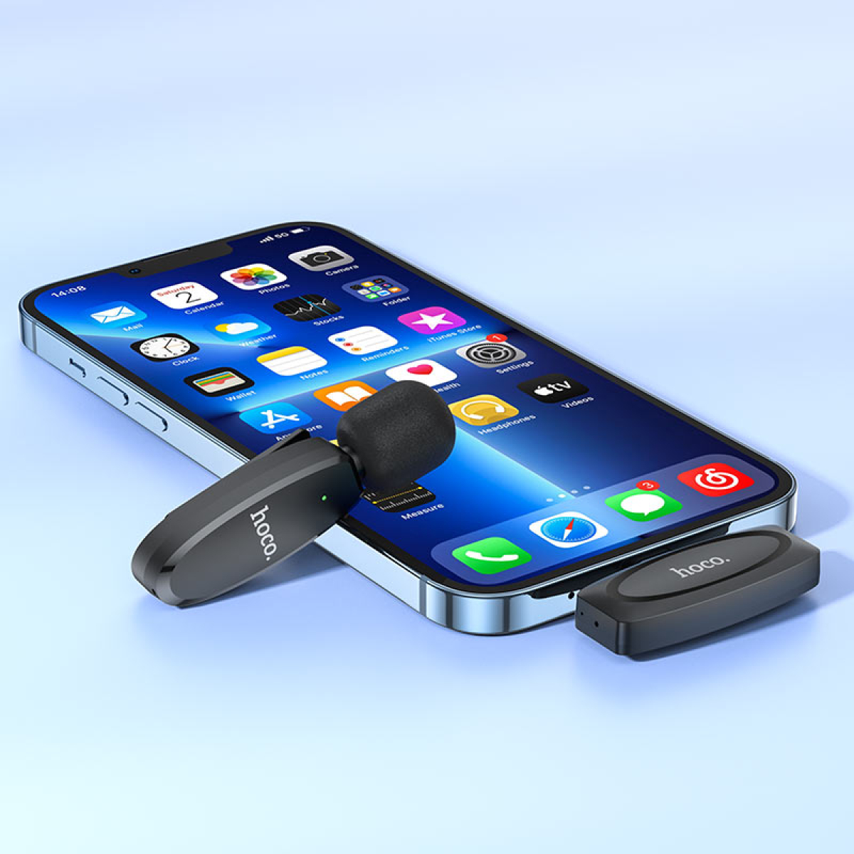 Ασύρματο Μικρόφωνο με Lightning 2τμχ - Wireless Digital Microphone Hoco L15 - Μαύρο - Image 6