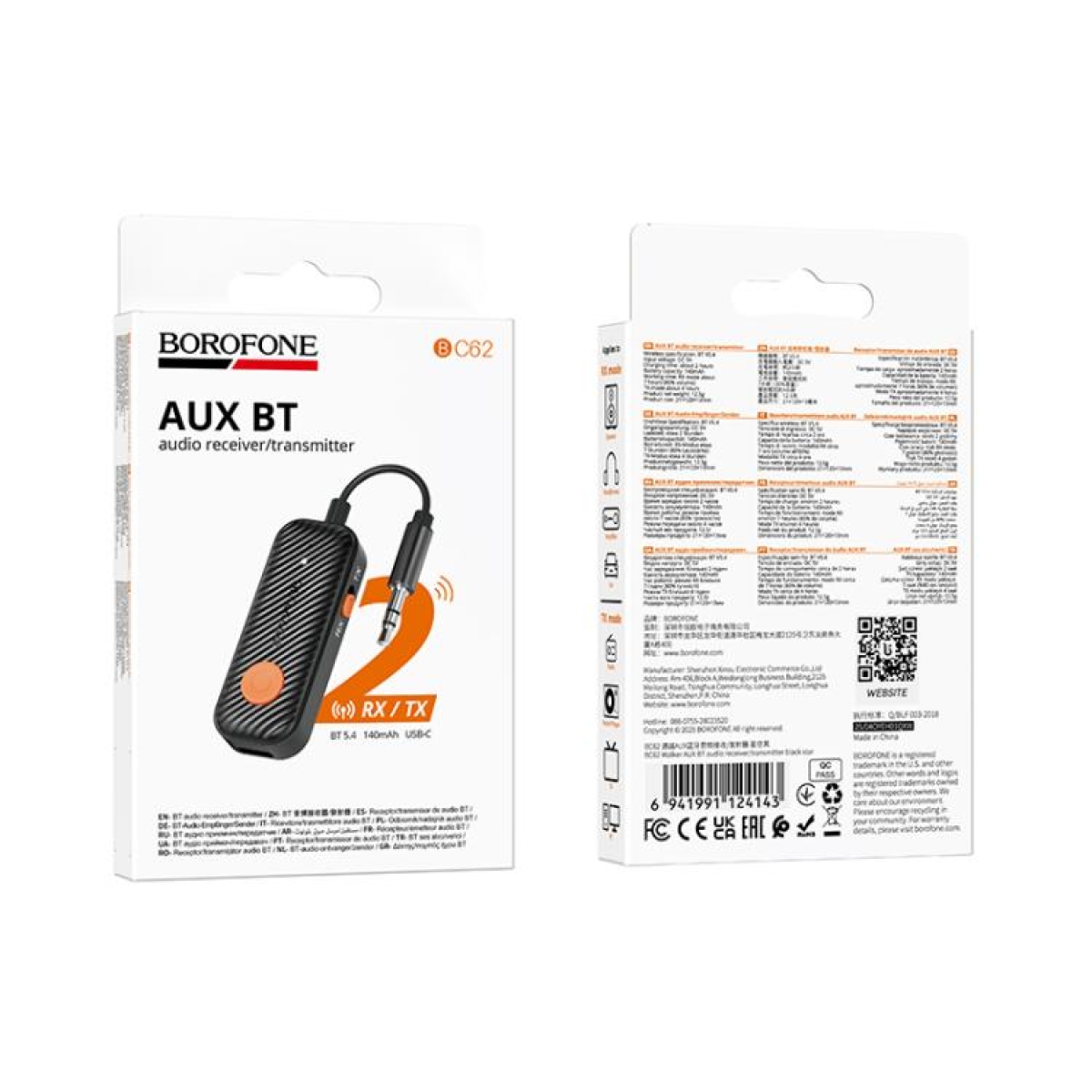 Δέκτης & Πομπός Ήχου Bluetooth AUX Borofone BC62 - Μαύρο - Image 2