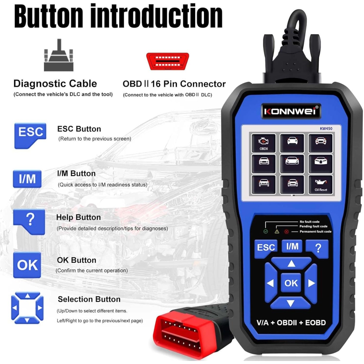Konnwei KW450 V/A OBDII Διαγνωστικό επαγγελματικό για VW-GROUP FULL SYSTEM ai AUDI-VW - Image 4