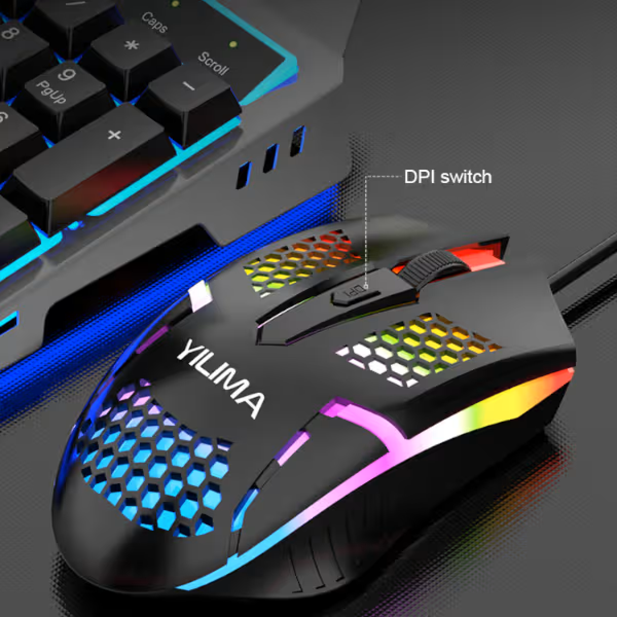 Ενσύρματο Gaming Ποντίκι Υπολογιστή QS-103 με RGB Φωτισμό - Μαύρο - Image 2