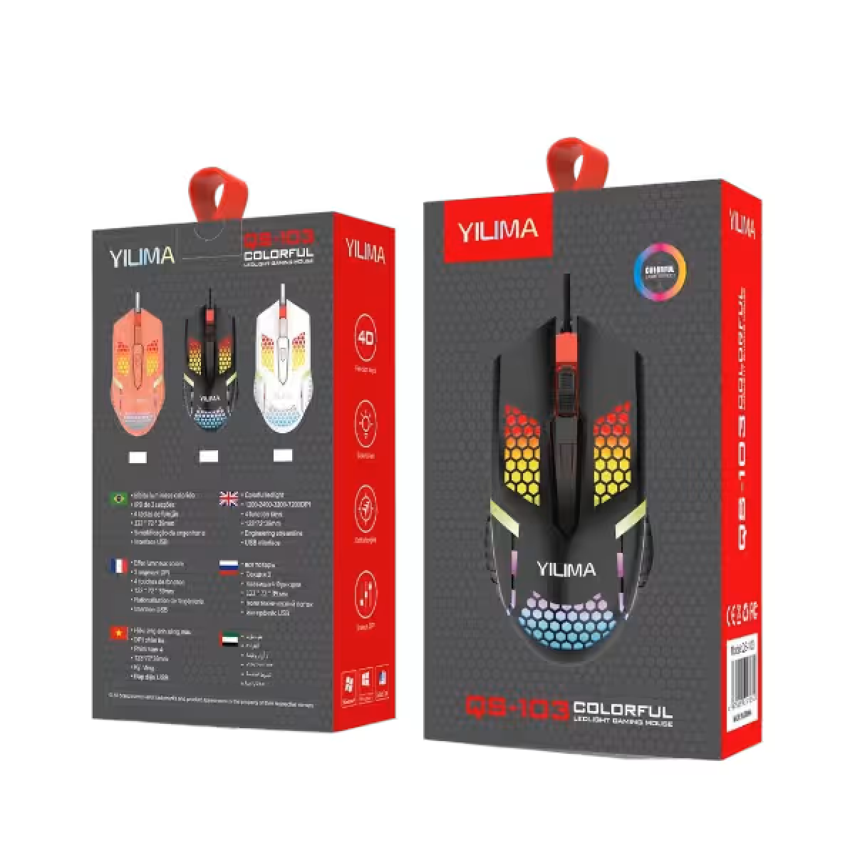 Ενσύρματο Gaming Ποντίκι Υπολογιστή QS-103 με RGB Φωτισμό - Μαύρο - Image 3