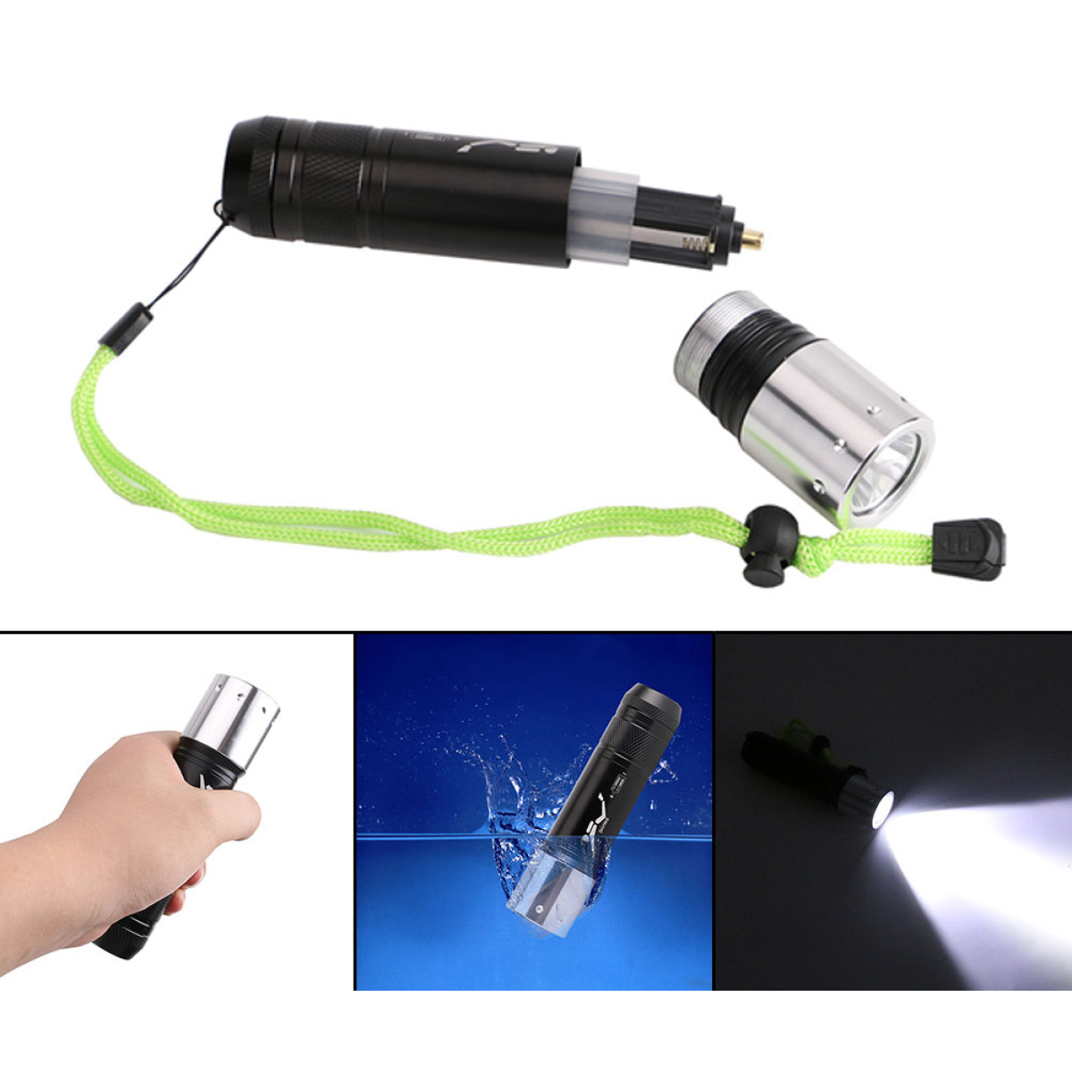 Επαναφορτιζόμενος Φακός Κατάδυσης LED 180 Lumens Μαύρος - Image 2