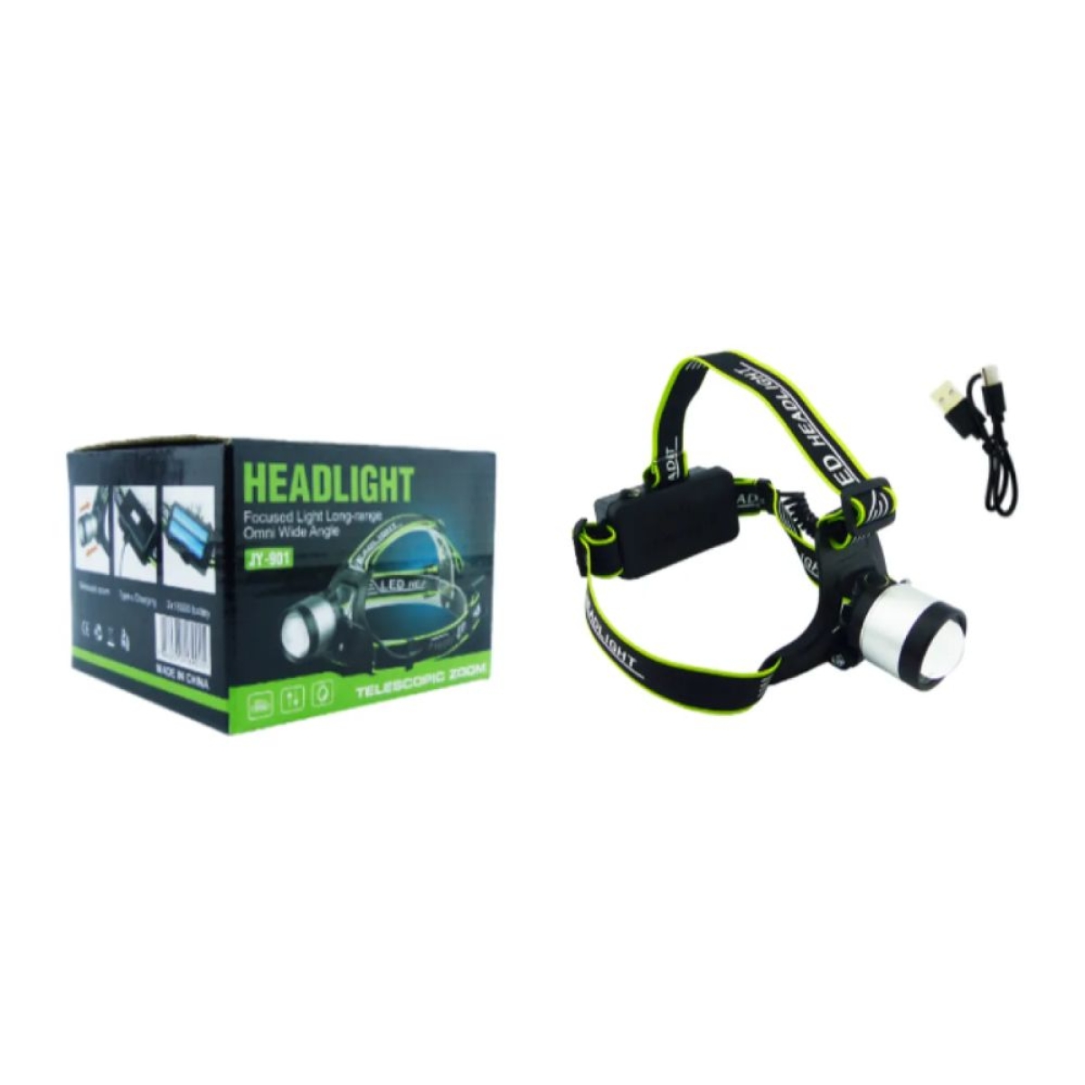 Επαναφορτιζόμενος Φακός Κεφαλής COB LED με Zoom & USB-C, JY-901