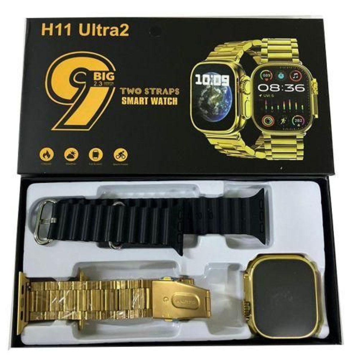 Smartwatch Με 2 Λουράκια, Οθόνη 2.3" HD, Ασύρματη Φόρτιση Και Bluetooth Κλήσεις H11 Ultra 2 - Image 3