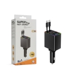 FM Transmitter και Φορτιστής Αυτοκινήτου 120W με Καλώδια Type-C και Lightning M38 - Μαύρο - Image 2