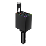 FM Transmitter και Φορτιστής Αυτοκινήτου 120W με Καλώδια Type-C και Lightning M38 - Μαύρο