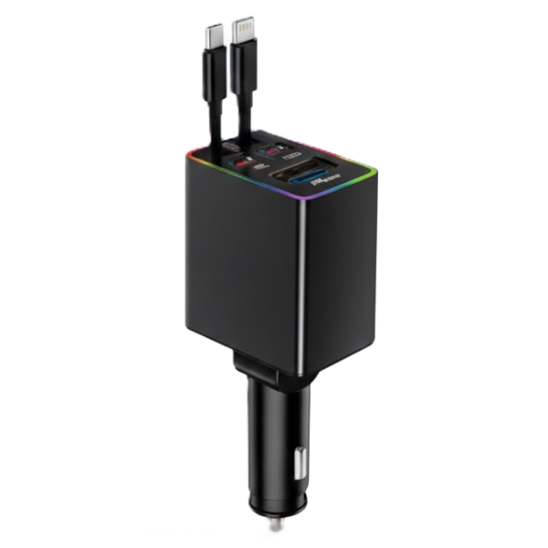 FM Transmitter και Φορτιστής Αυτοκινήτου 120W με Καλώδια Type-C και Lightning M38 - Μαύρο