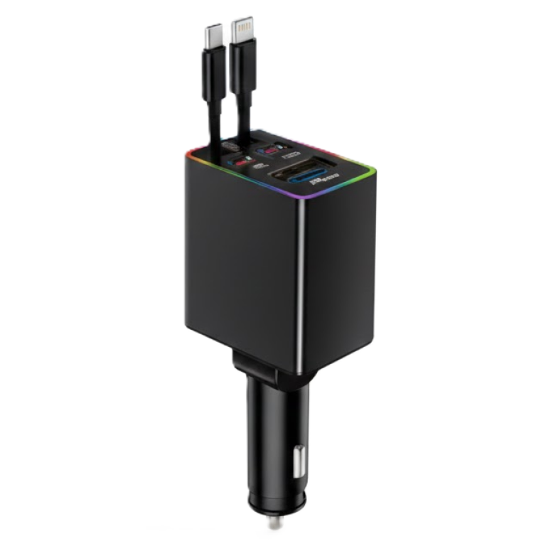 FM Transmitter και Φορτιστής Αυτοκινήτου 120W με Καλώδια Type-C και Lightning M38 - Μαύρο