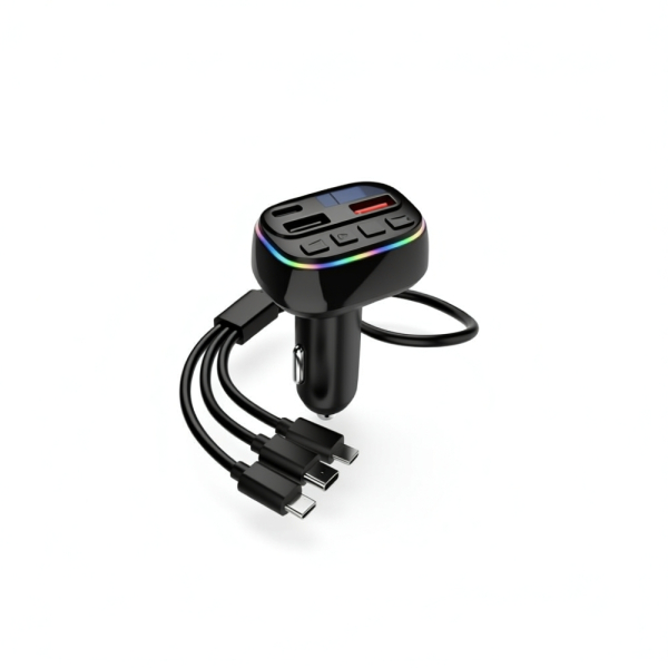FM Transmitter και Φορτιστής Αυτοκινήτου 20W με Καλώδια Type-C/Micro/Lightning C22P - Μαύρο