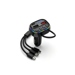 FM Transmitter και Φορτιστής Αυτοκινήτου 20W με Καλώδια Type-C/Micro/Lightning C22P - Μαύρο