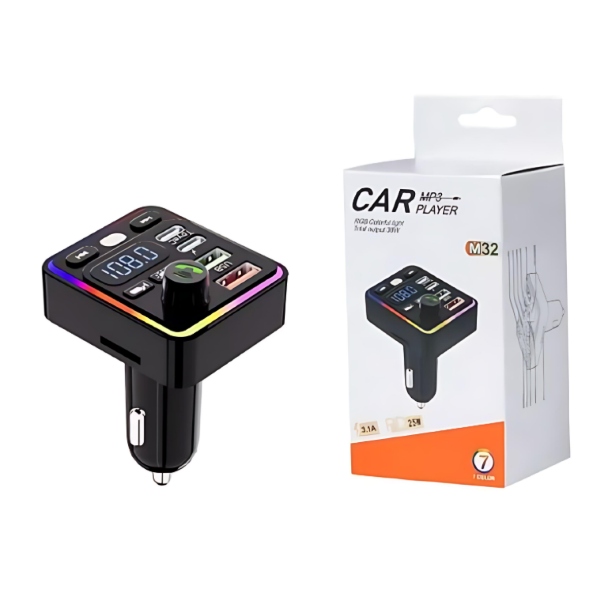 FM Transmitter και Φορτιστής Αυτοκινήτου με Bluetooth M32 - Μαύρο - Image 2