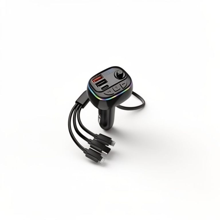 FM Transmitter και Φορτιστής Αυτοκινήτου με Καλώδια Type-C/Micro/Lightning C23P - Μαύρο