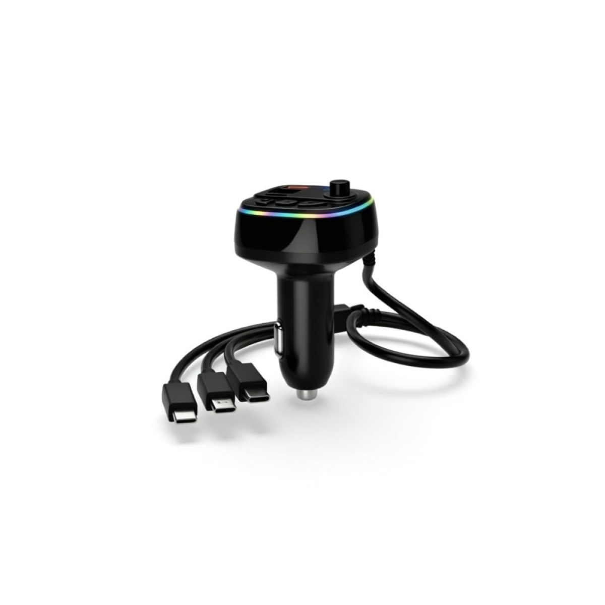 FM Transmitter και Φορτιστής Αυτοκινήτου με Καλώδια Type-C/Micro/Lightning C23P - Μαύρο