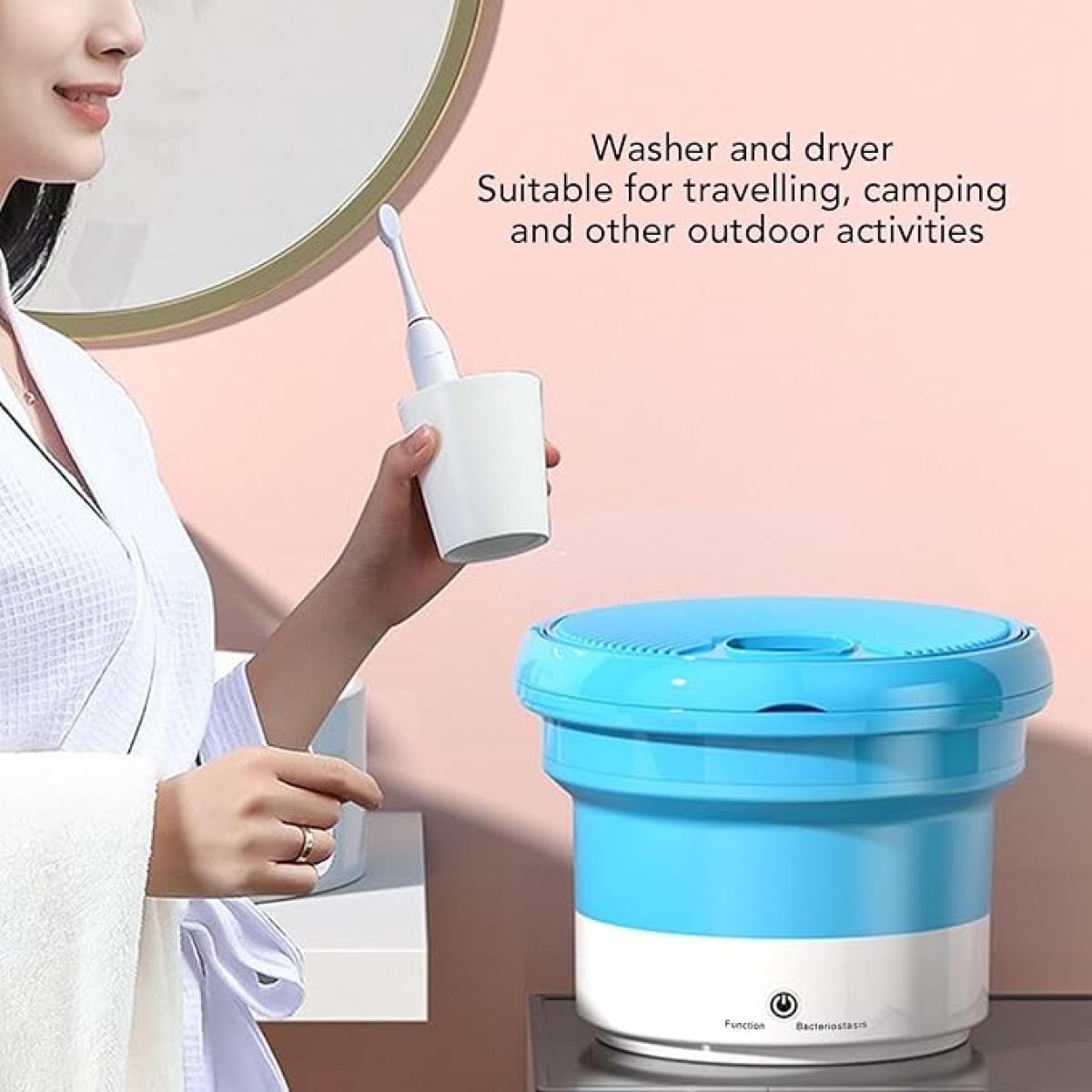 Φορητό Πτυσσόμενο Πλυντήριο Ρούχων 7l 1.5kg Μπλε - Image 2