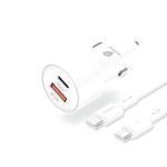 Φορτιστής Αναπτήρα Αυτοκινήτου 38W Διπλής Θύρας με Καλώδιο Type-C to Type-C 1m TN-B015 Λευκό
